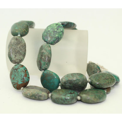 Natural Turquoise Stone Necklace 17.75" With Solid .925 Sterling Silver Toggle Clasp