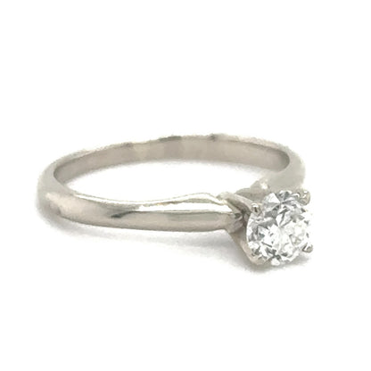 14K White Gold Diamond Solitaire Engagement Ring  .40ctw Size 4.75