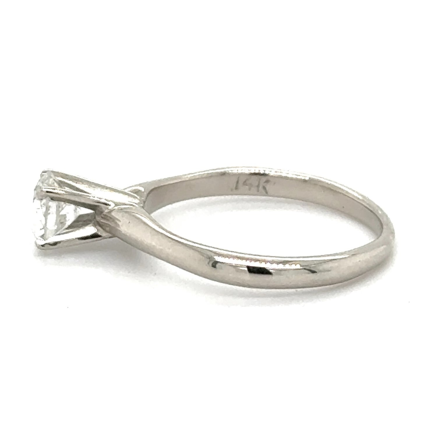 14K White Gold Diamond Solitaire Engagement Ring  .40ctw Size 4.75