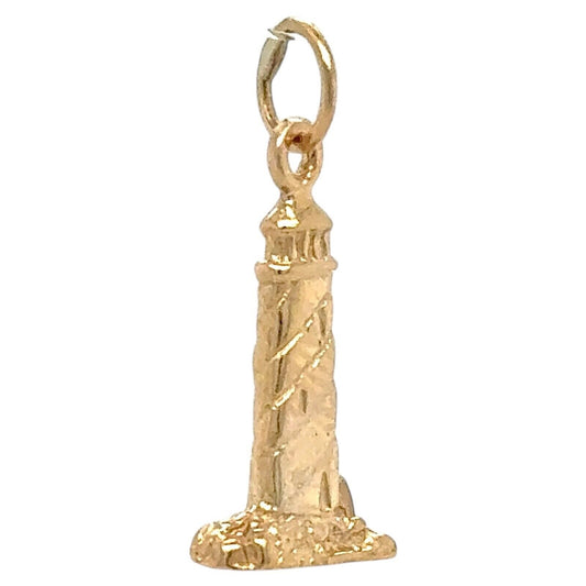 3D Lighthouse 14k Yellow Gold Pendant 1.6g