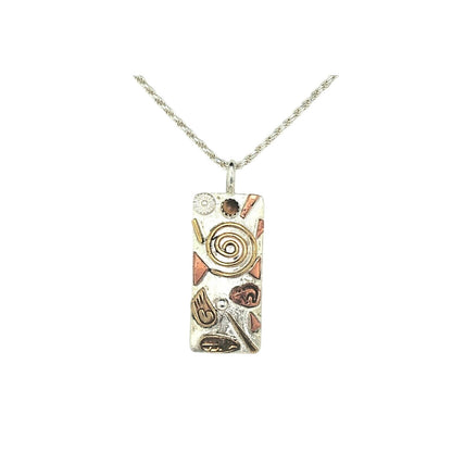 Sterling Silver 925 Abstract Pendant Necklace 20-Inch Rope Chain Stamped Donna Platero