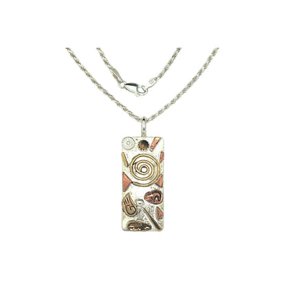 Sterling Silver 925 Abstract Pendant Necklace 20-Inch Rope Chain Stamped Donna Platero