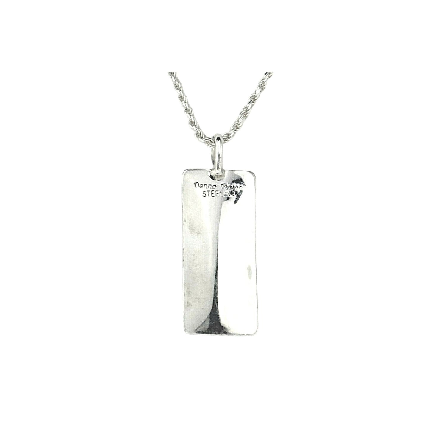 Sterling Silver 925 Abstract Pendant Necklace 20-Inch Rope Chain Stamped Donna Platero