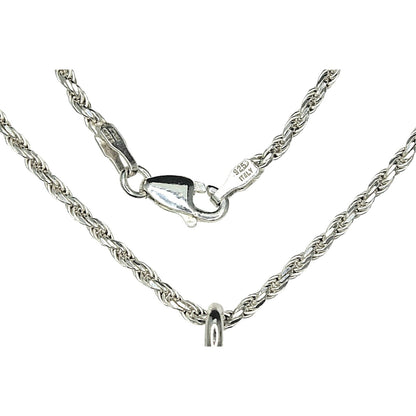 Sterling Silver 925 Abstract Pendant Necklace 20-Inch Rope Chain Stamped Donna Platero