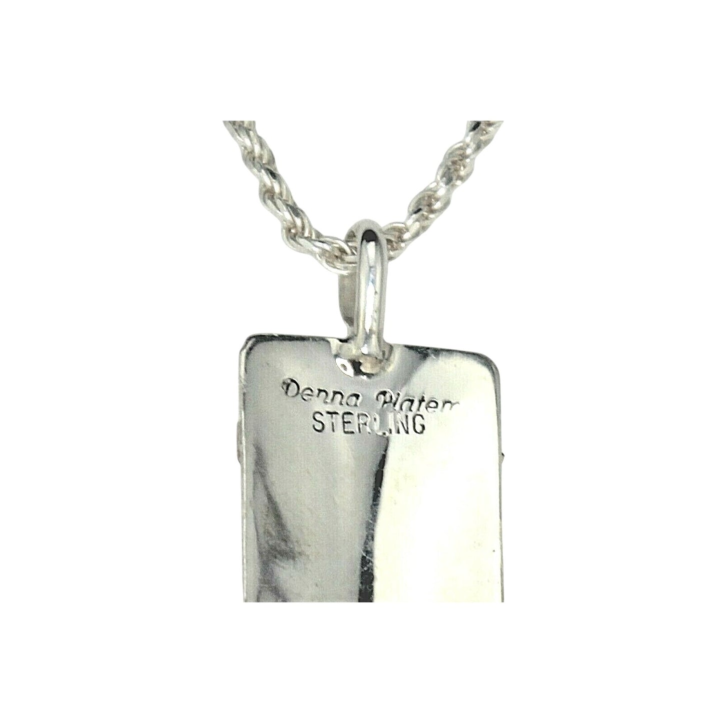 Sterling Silver 925 Abstract Pendant Necklace 20-Inch Rope Chain Stamped Donna Platero