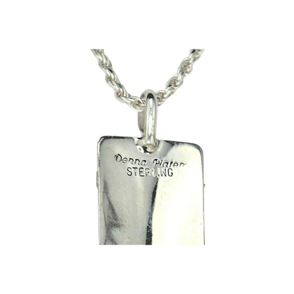 Sterling Silver 925 Abstract Pendant Necklace 20-Inch Rope Chain Stamped Donna Platero