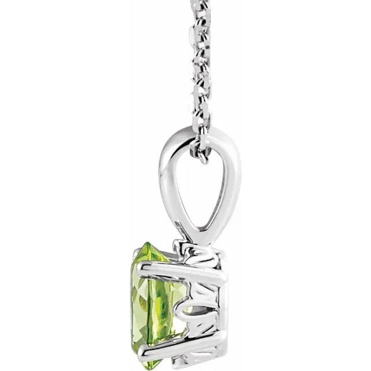 August Birthstone Natural Peridot 16-18" Necklace .925 Sterling Silver