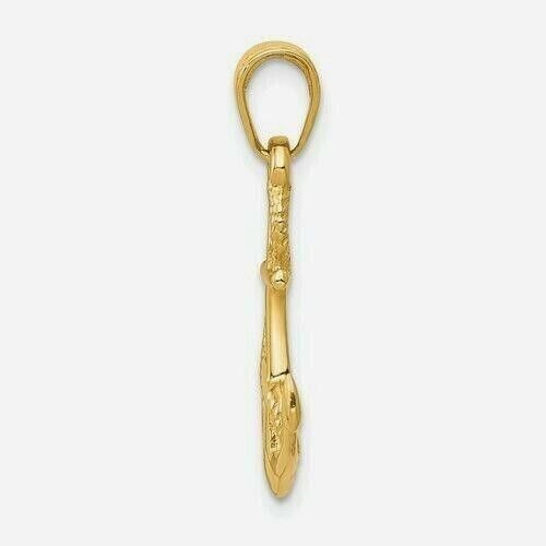 14k Solid Polished 3-D Anchor Pendant Charm