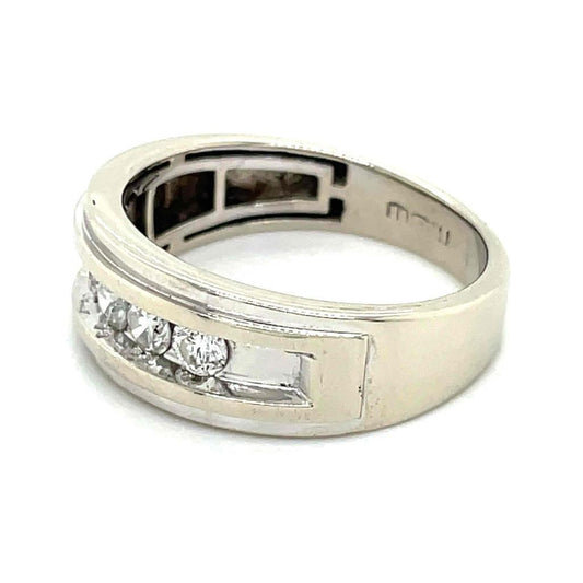 Mens 1/2 ctw Diamond Band Ring REAL Solid 10 k White Gold 3.7 g Size 8.25