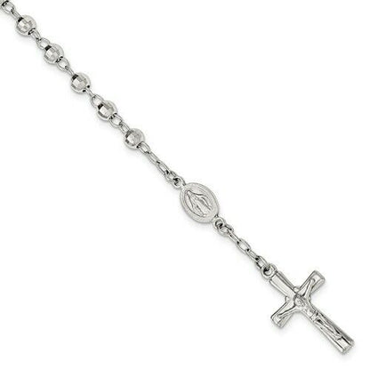 Sterling Silver Polished Rosary Bracelet 7.5"