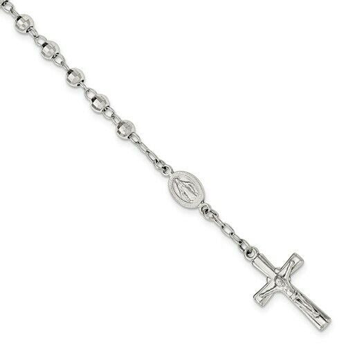 Sterling Silver Polished Rosary Bracelet 7.5"