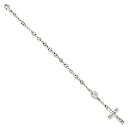 Sterling Silver Polished Rosary Bracelet 7.5"