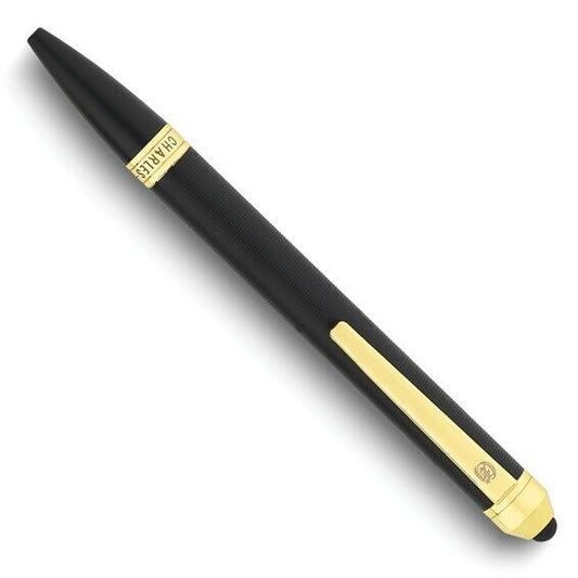 Charles Hubert Black & Gold-Tone Metal Ballpoint Pen With Stylus Tip
