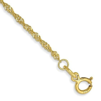 1.4 mm Singapore 7 inch Chain Bracelet 10k Yellow Gold