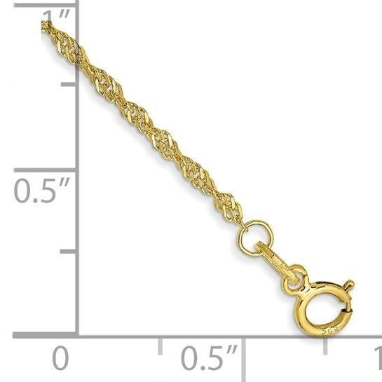 1.4 mm Singapore 7 inch Chain Bracelet 10k Yellow Gold