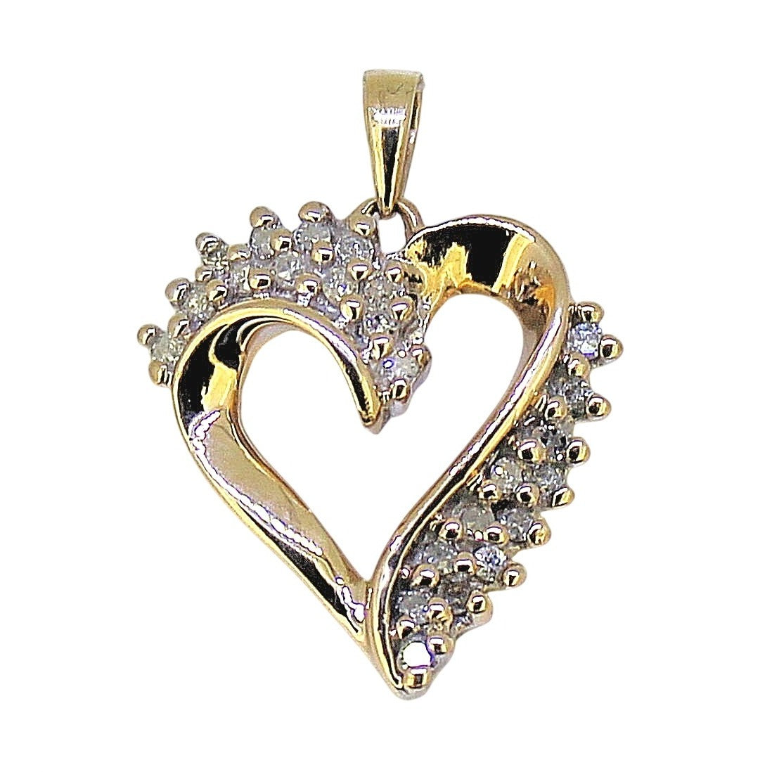 1/4ct Diamond Heart Pendant In 10k Yellow Gold Solid 2.0g