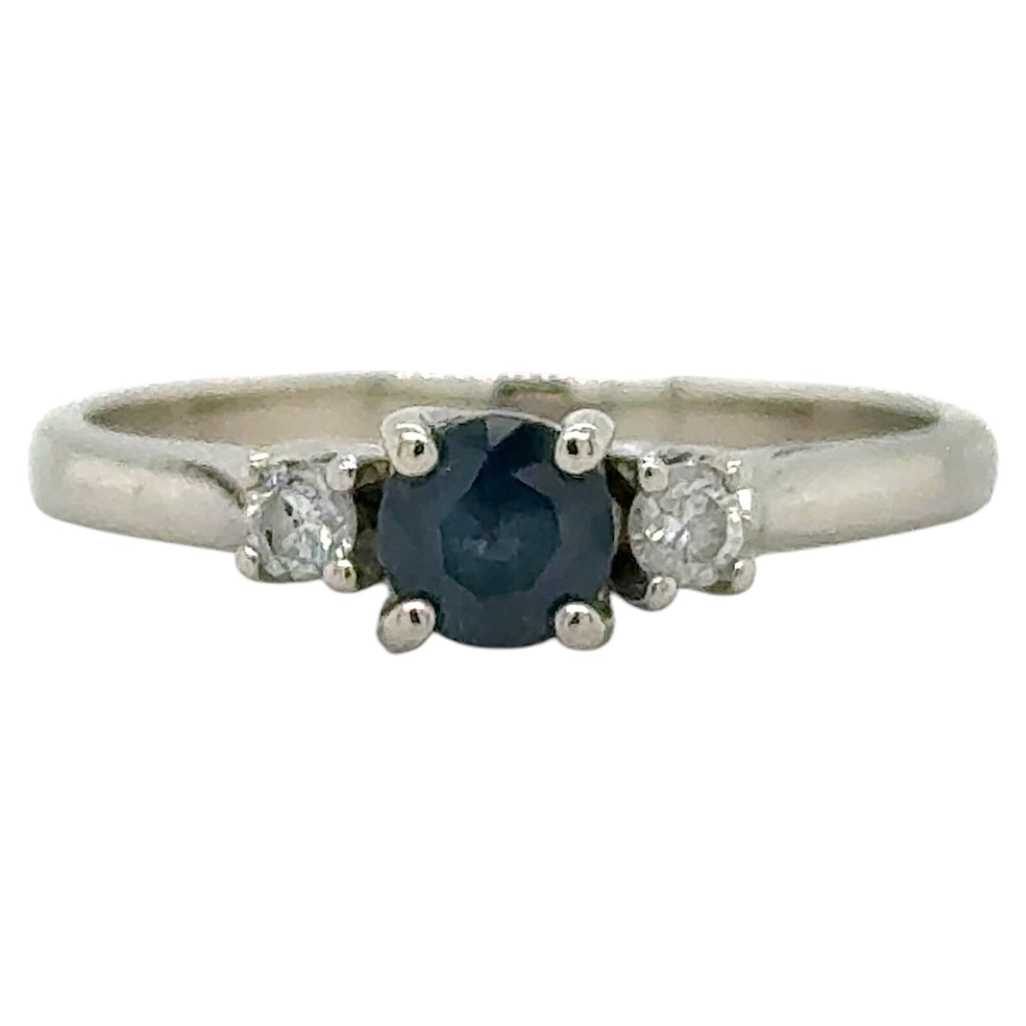Sapphire & Diamond 14k White Gold Ring 2.9g Size 9