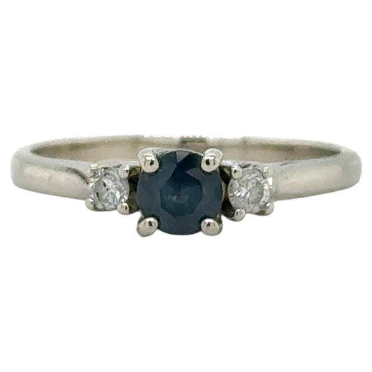 Sapphire & Diamond 14k White Gold Ring 2.9g Size 9