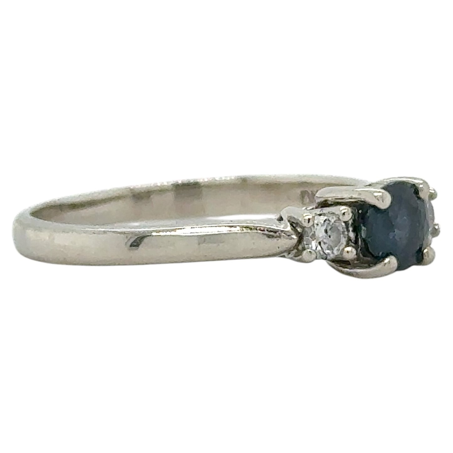 Sapphire & Diamond 14k White Gold Ring 2.9g Size 9