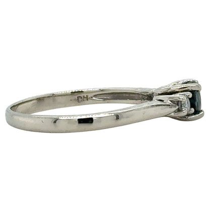 Sapphire & Diamond 14k White Gold Ring 2.9g Size 9