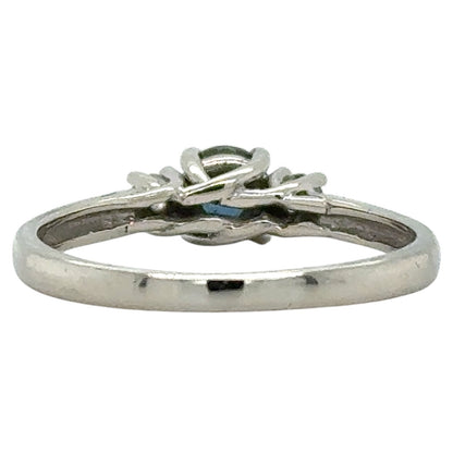 Sapphire & Diamond 14k White Gold Ring 2.9g Size 9