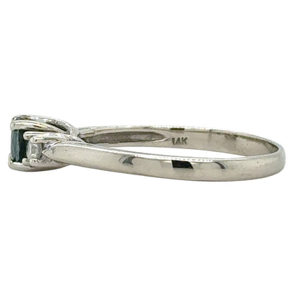 Sapphire & Diamond 14k White Gold Ring 2.9g Size 9