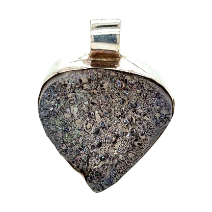 Multicolor Druzy Quartz Solitaire Sterling Silver Pendant 12g