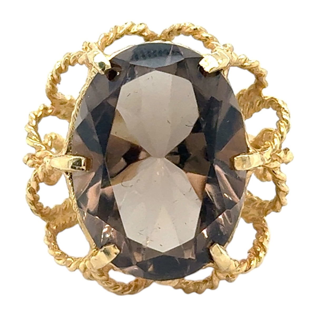 Smokey Quartz Solitaire 14k Yellow Gold Ring 10.3g Size 6.5