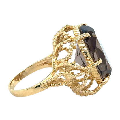 Smokey Quartz Solitaire 14k Yellow Gold Ring 10.3g Size 6.5