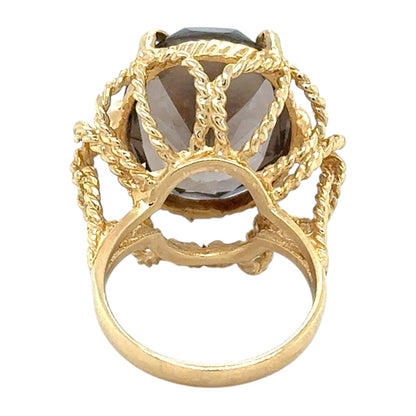 Smokey Quartz Solitaire 14k Yellow Gold Ring 10.3g Size 6.5