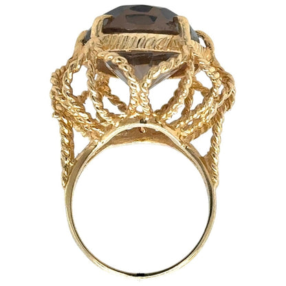 Smokey Quartz Solitaire 14k Yellow Gold Ring 10.3g Size 6.5