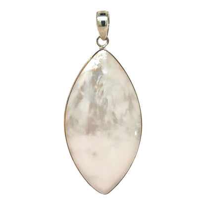 Mother Of Pearl Sterling Silver Marquise Pendant 4.8g