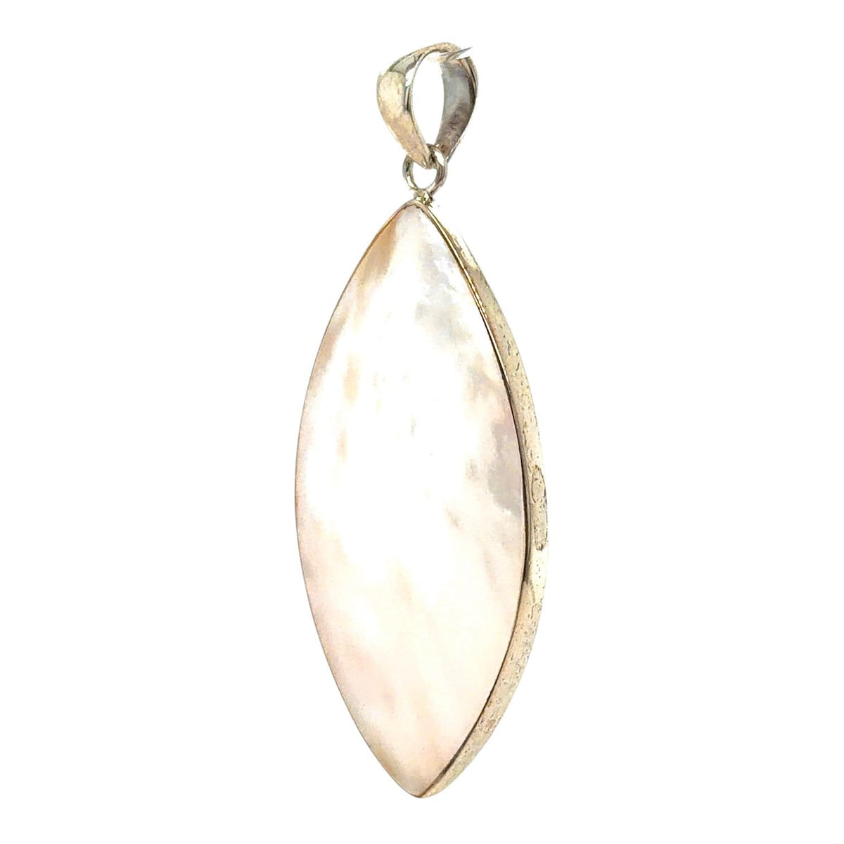 Mother Of Pearl Sterling Silver Marquise Pendant 4.8g