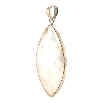 Mother Of Pearl Sterling Silver Marquise Pendant 4.8g