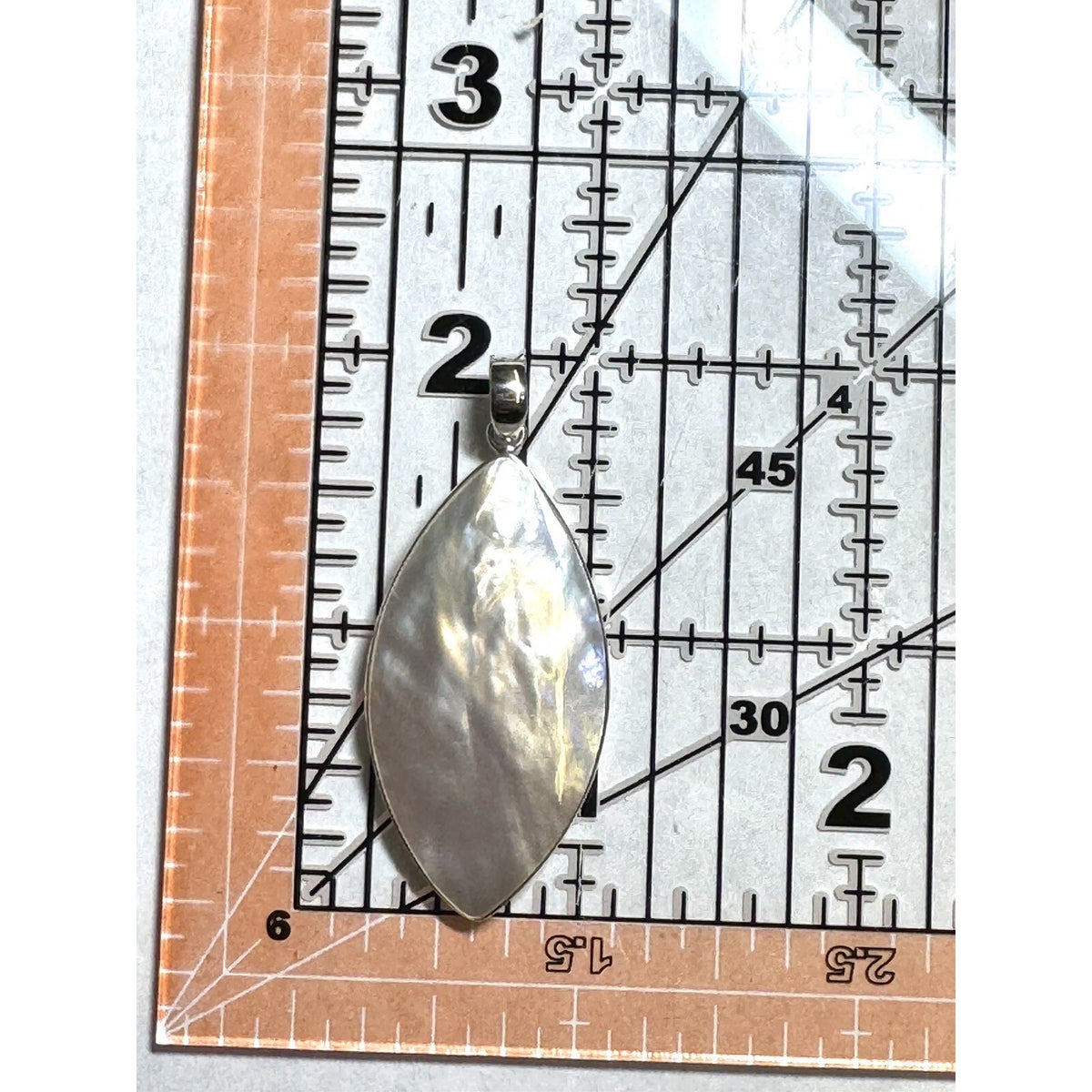 Mother Of Pearl Sterling Silver Marquise Pendant 4.8g