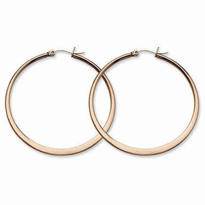Stainless Steel Polished Brown IP-plated 52mm Diameter Hoop Earrings