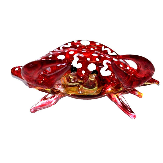 Small Miniature Glass Crab Red Figurine Hand Blown Glass