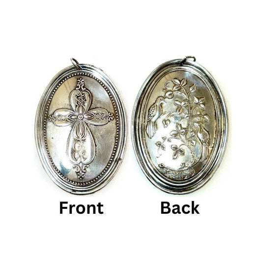 Vintage Towle Sterling 1972 Christmas Cross And Turtle Doves Ornament