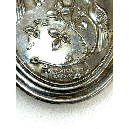 Vintage Towle Sterling 1972 Christmas Cross And Turtle Doves Ornament