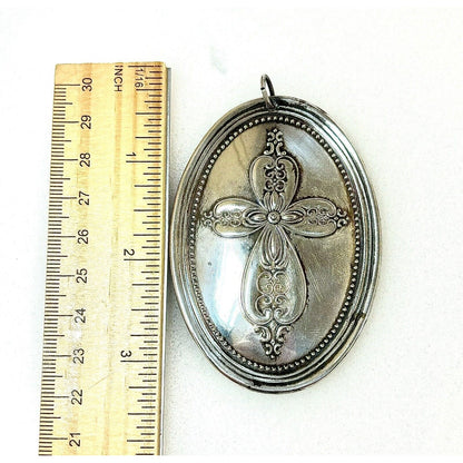 Vintage Towle Sterling 1972 Christmas Cross And Turtle Doves Ornament