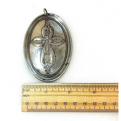 Vintage Towle Sterling 1972 Christmas Cross And Turtle Doves Ornament