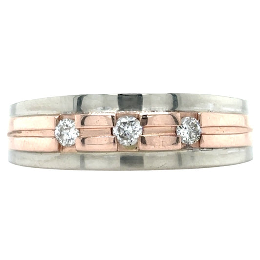 10k Two-Tone White & Rose Gold 1/7ctw Diamond Size 10 Ring 4.7g