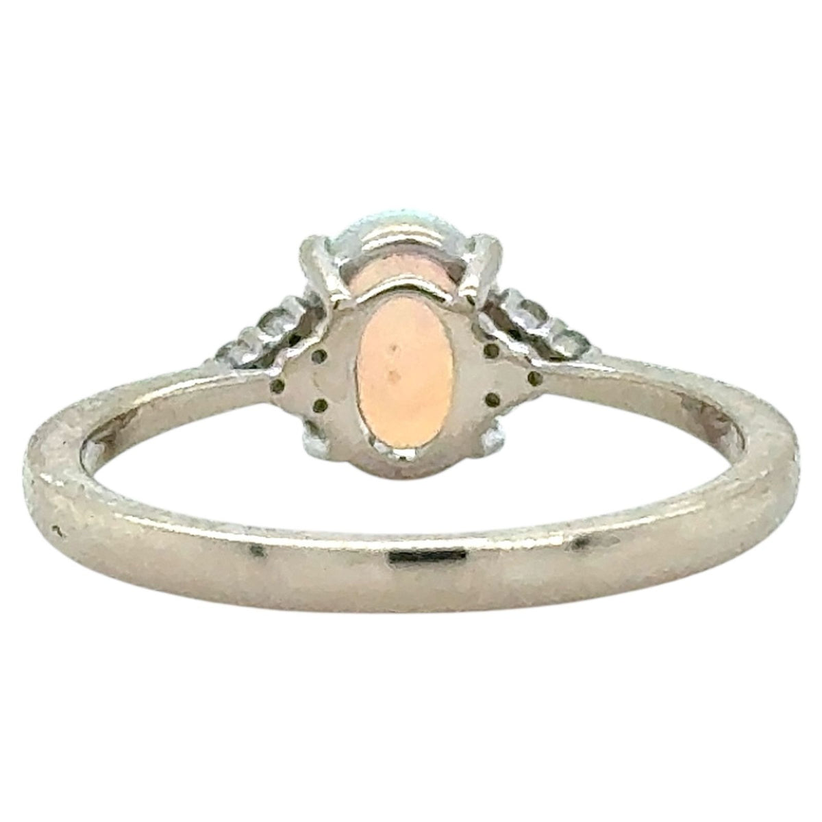 Opal & Diamond 18k White Gold Ring 2.7g Size 7.5