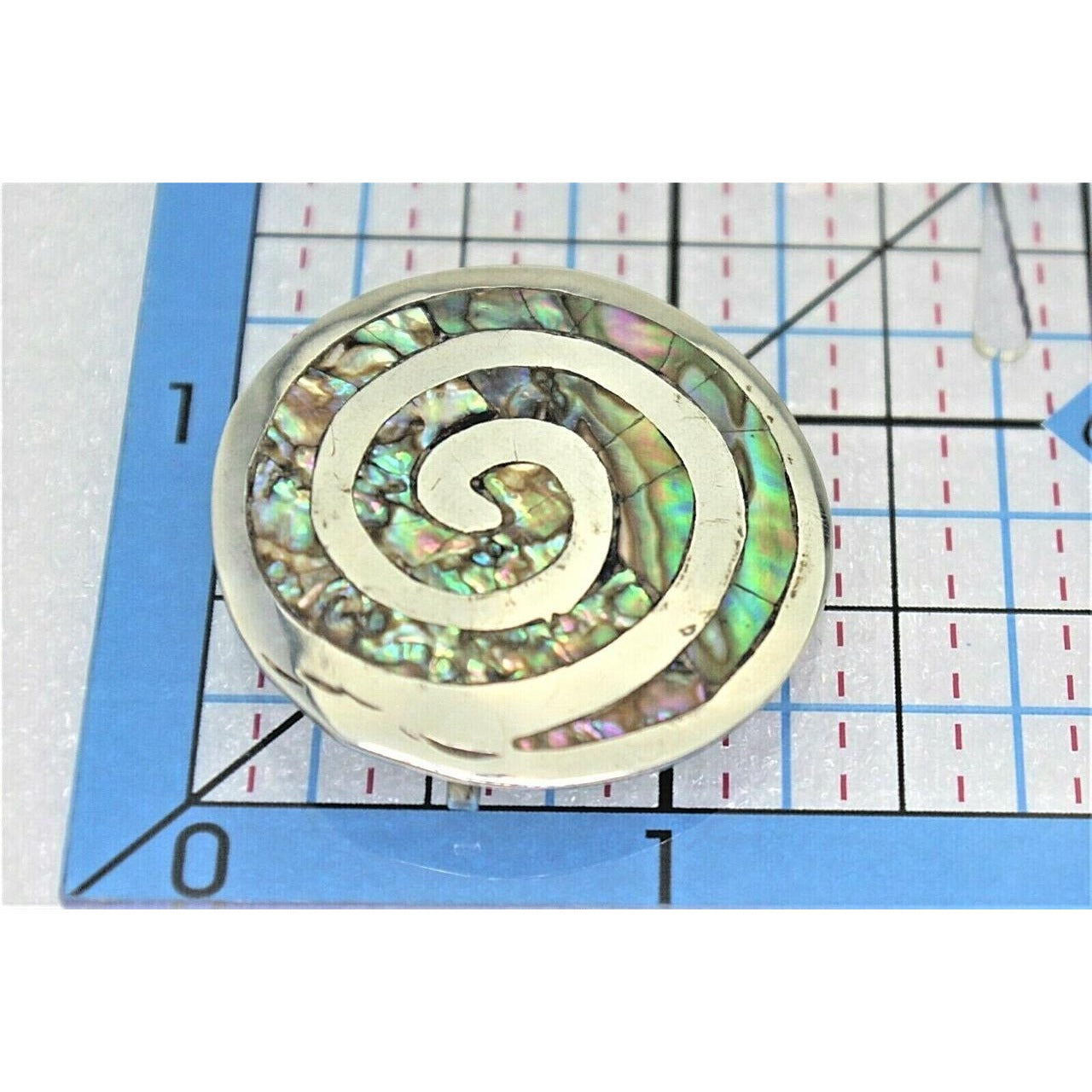 Vintage Paula Shell Pin Pendant .925 Sterling Silver Spiral Design 5.5g Abalone Inlay Elegant Dual-Use Jewelry