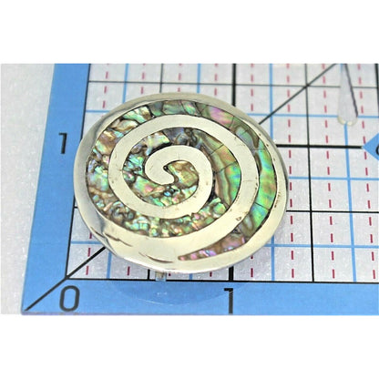 Vintage Paula Shell Pin Pendant .925 Sterling Silver Spiral Design 5.5g Abalone Inlay Elegant Dual-Use Jewelry