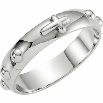 5mm Sterling Silver Rosary Ring .925 Size 9