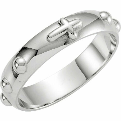 5mm Sterling Silver Rosary Ring .925 Size 9