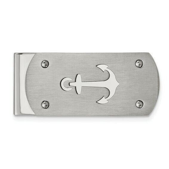 Chisel Stainless Steel Polished & Brushed Anchor Design Money Clip 51.66mm Long