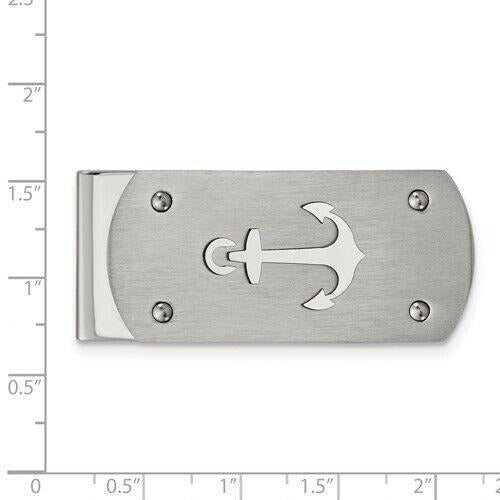 Chisel Stainless Steel Polished & Brushed Anchor Design Money Clip 51.66mm Long