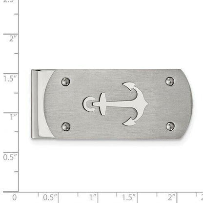 Chisel Stainless Steel Polished & Brushed Anchor Design Money Clip 51.66mm Long